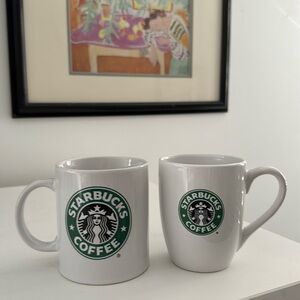 Pair Starbucks Basic White with Green and Black Siren Logo on Two Sides 2008